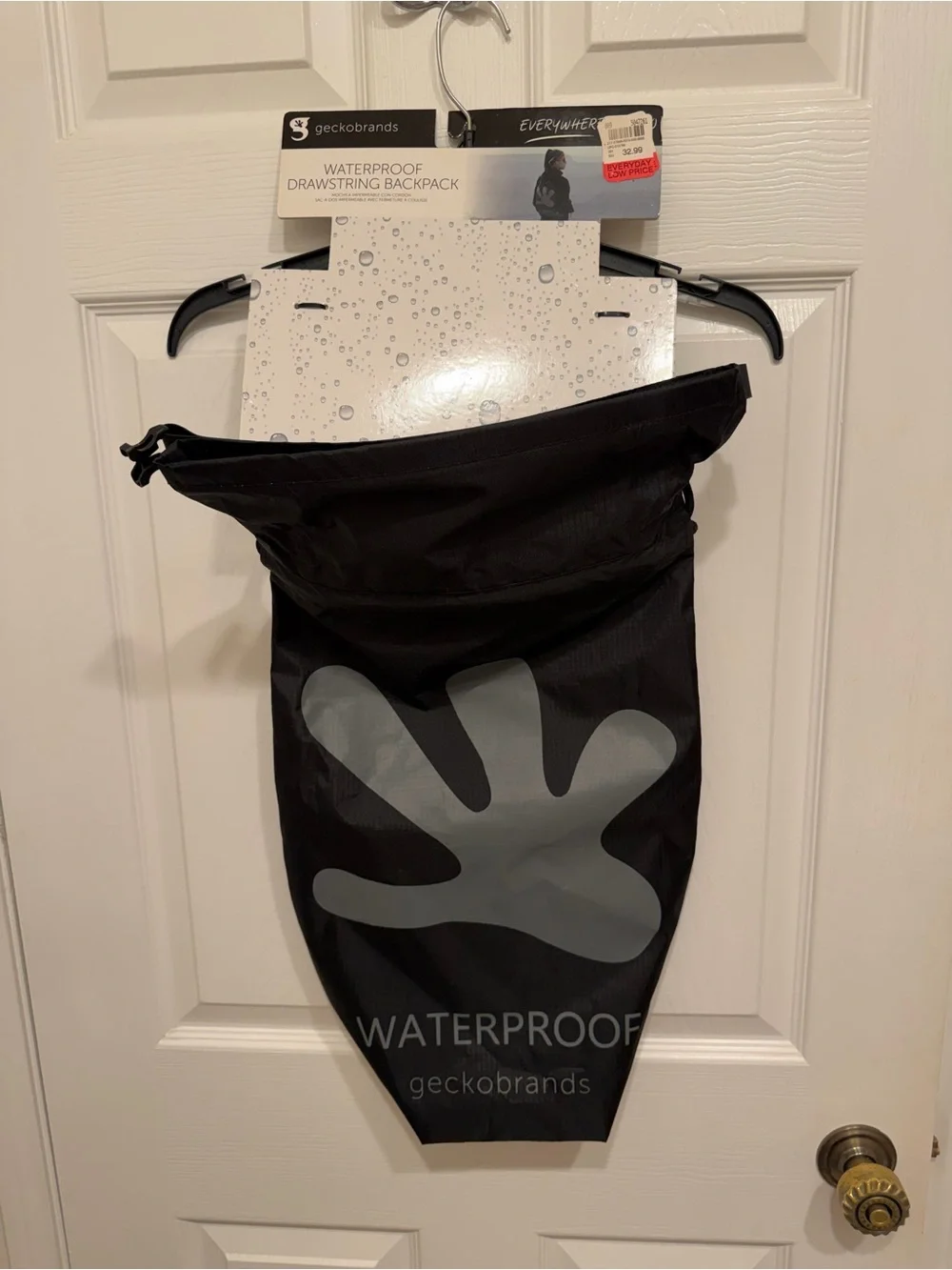 geckobrands Waterproof Drawstring Bag  in Black and Gray